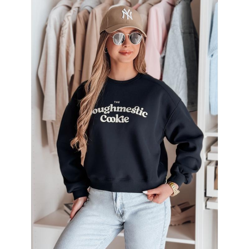 Női oversize pulóver COOKIES nyomtatással, gránát