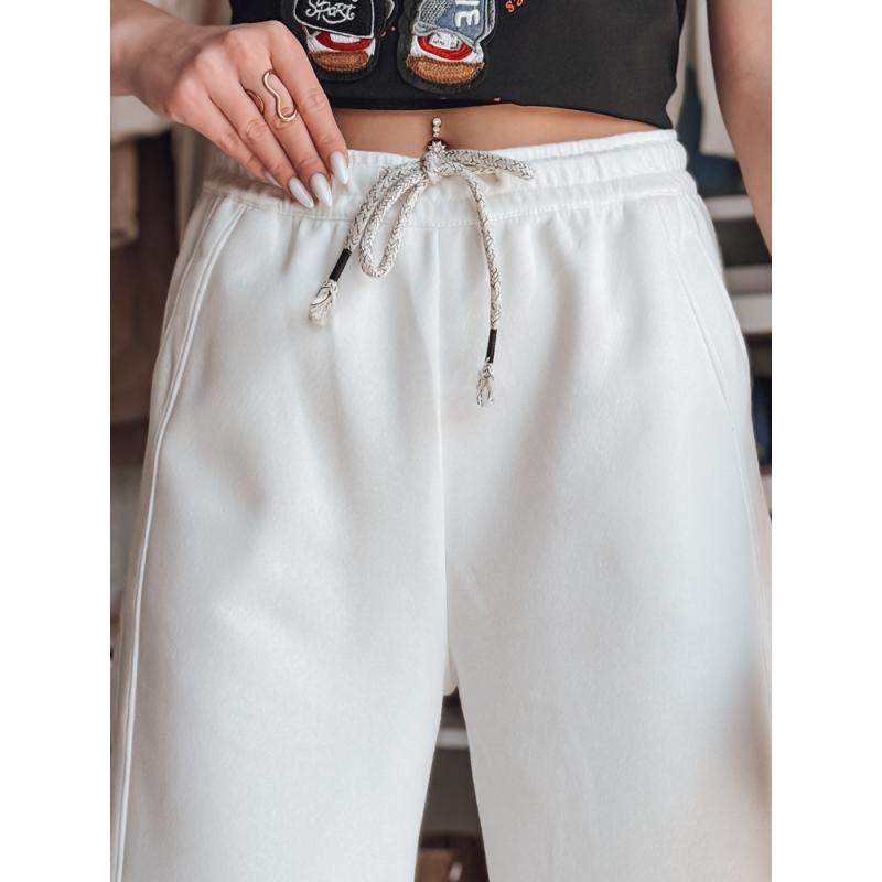 Dámske tepláky so širokými nohavicami DRESMOOD PREMIUM ecru