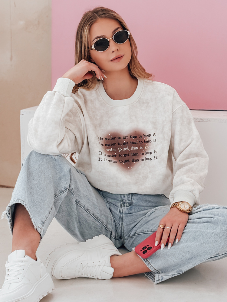 Női oversize pulóver tie-dye szívvel, DESSER szürke