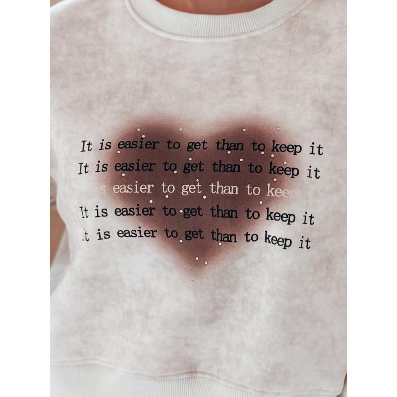 Női oversize pulóver tie-dye szívvel, DESSER szürke