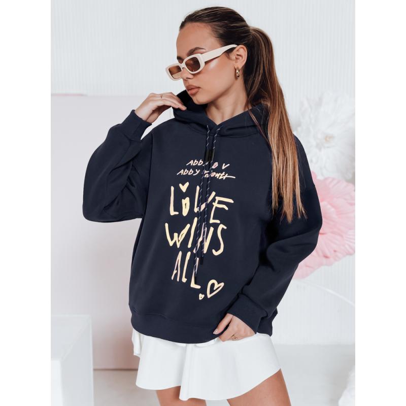 Dámská oversize mikina s kapucí LOVEWILL tmavě modrá