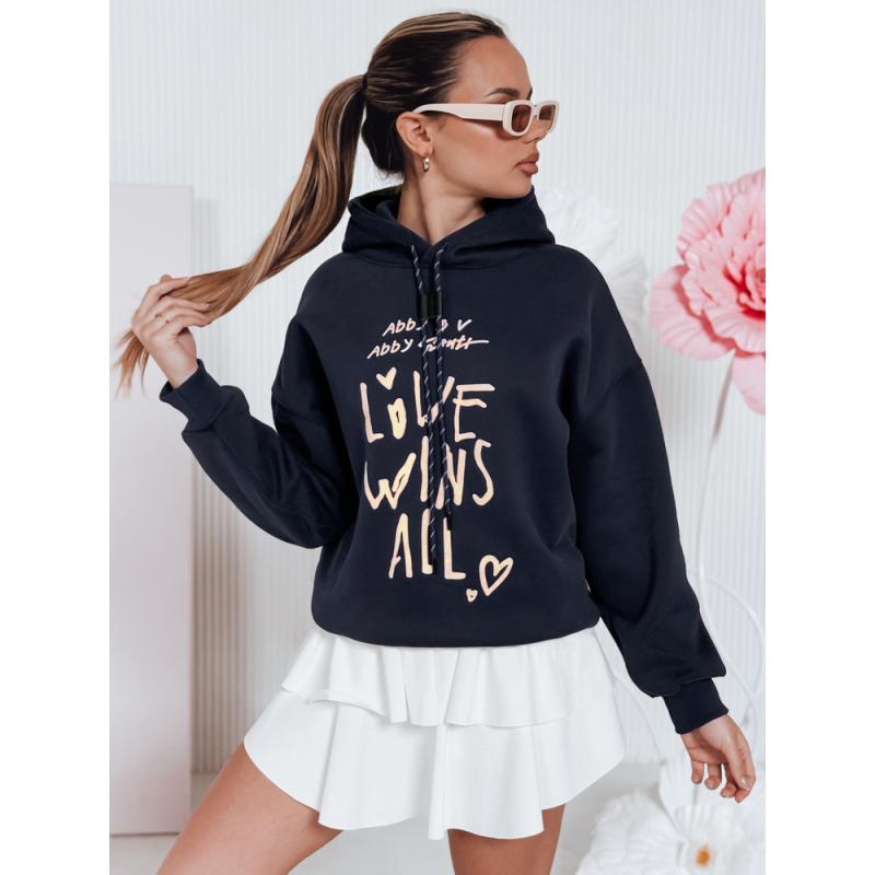 Női oversize kapucnis pulóver LOVEWILL sötétkék