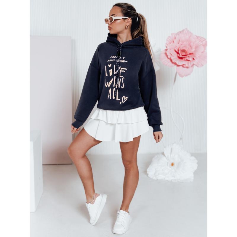 Női oversize kapucnis pulóver LOVEWILL sötétkék