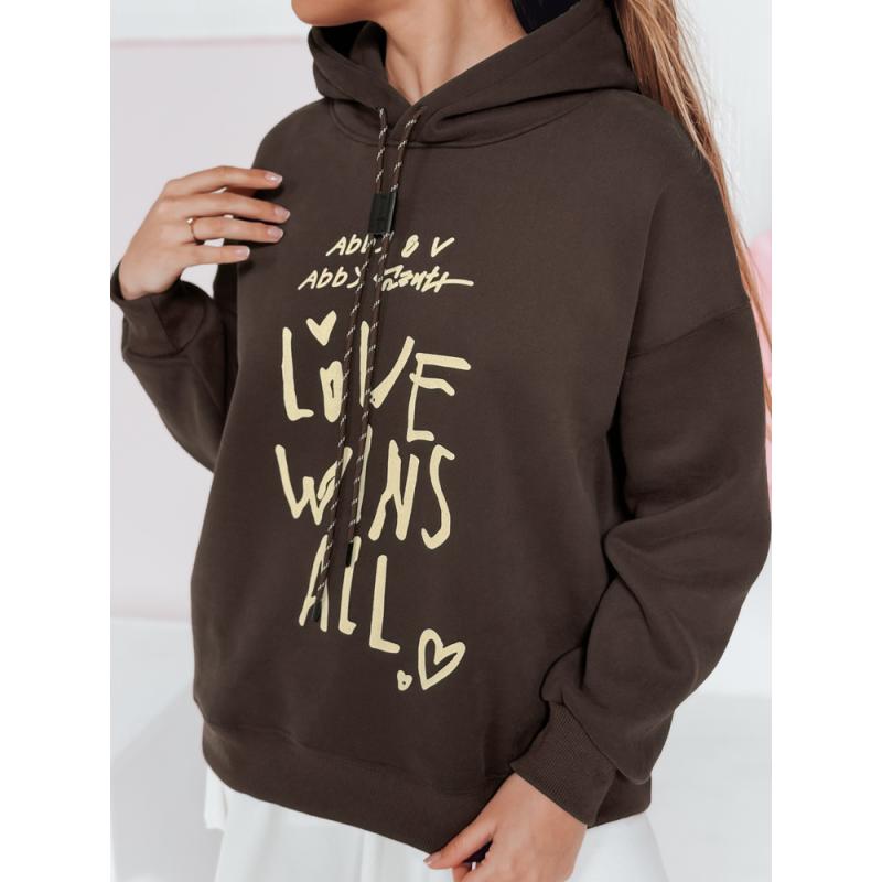 Női oversize kapucnis pulóver LOVEWILL barna