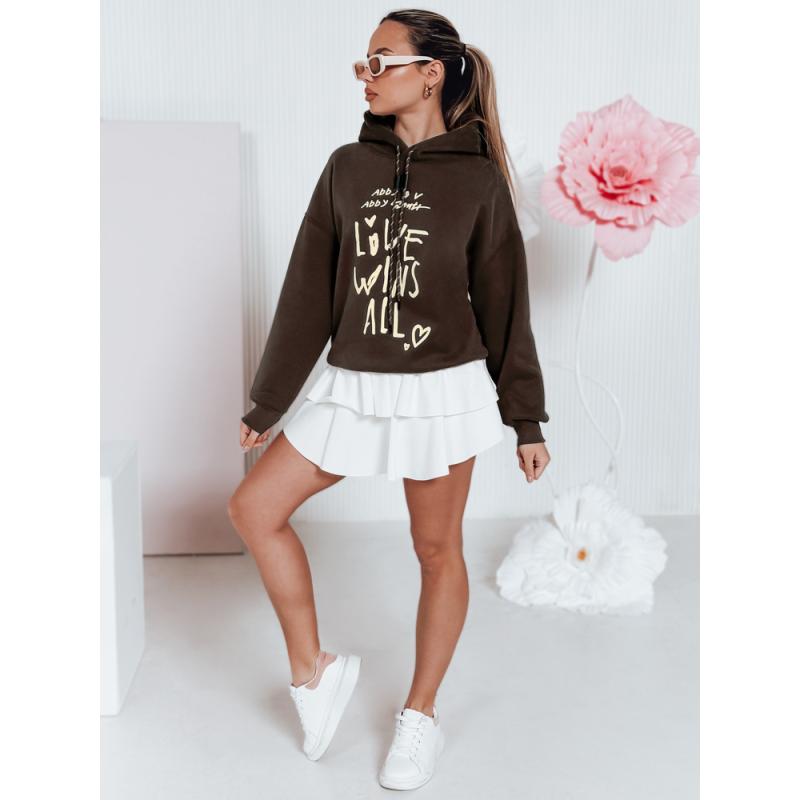 Női oversize kapucnis pulóver LOVEWILL barna