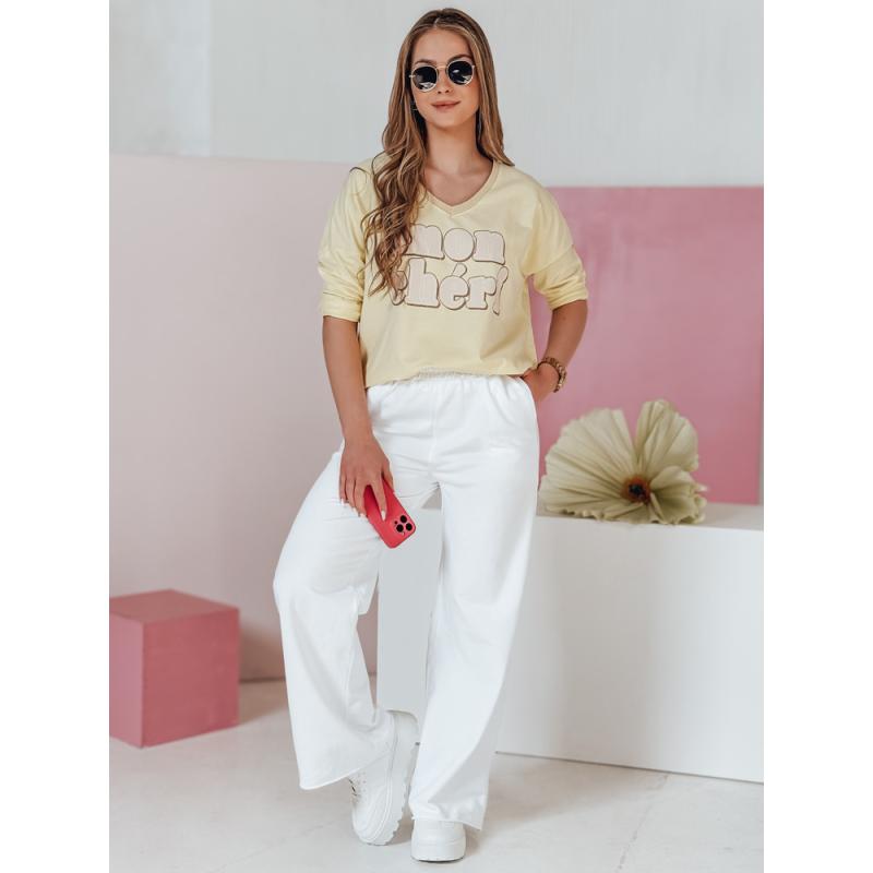 Dámské tepláky s širokými nohavicemi DRESLINA bílé