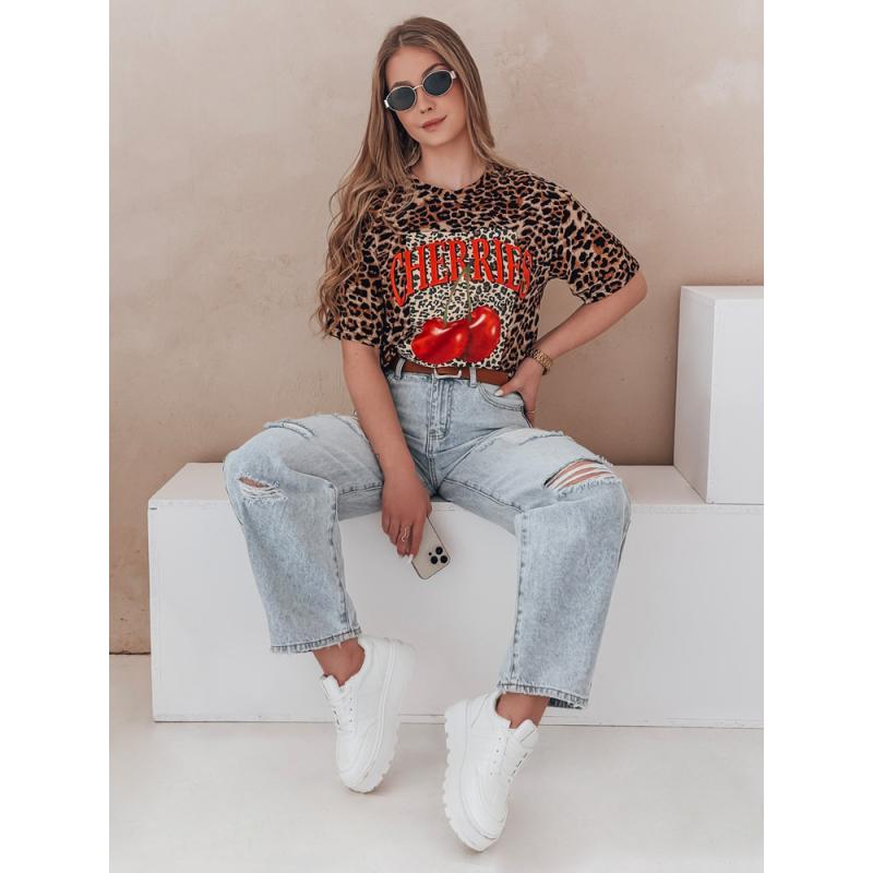 Dámske tričko oversize s bodkami ZESTSTYLE béžové