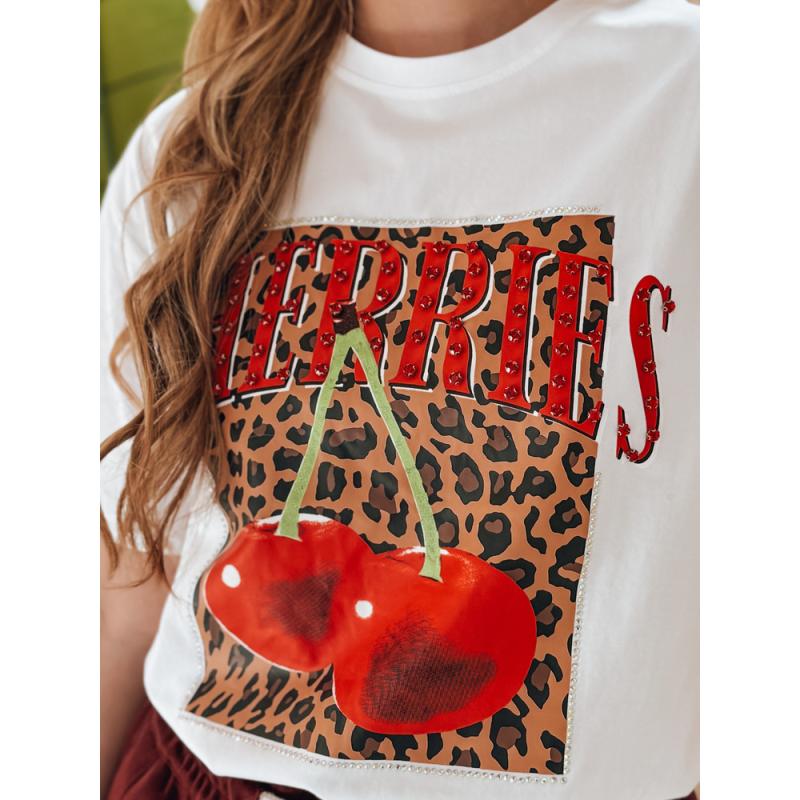 Dámske tričko oversize s čerešničkou VISONKA biela