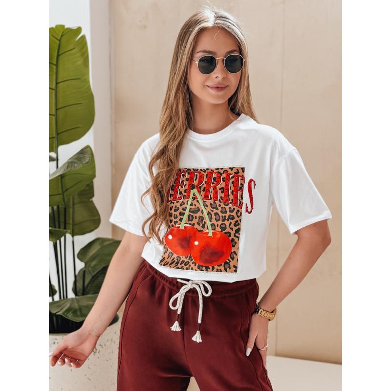 Dámske tričko oversize s čerešničkou VISONKA biela
