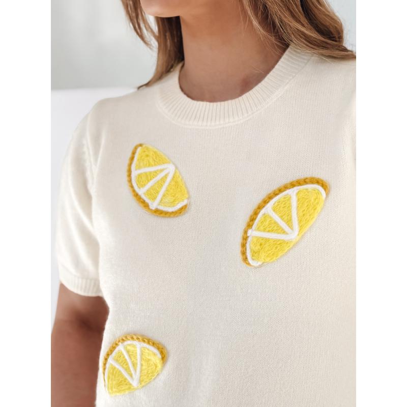 Női oversize pulóver CYTRYNKA ecru citromokkal