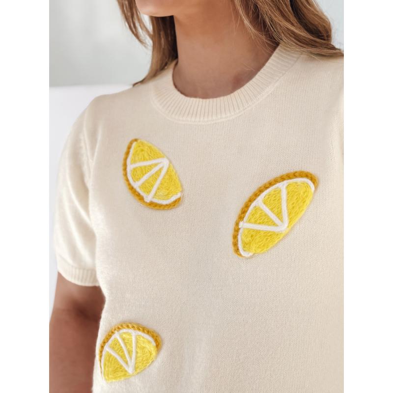 Női oversize pulóver citromokkal CYTRYNKA bézs
