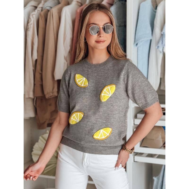 Dámský oversize svetr s citróny CYTRYNKA šedý
