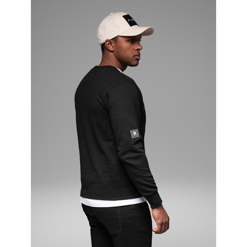 Férfi pulóver díszes cipzárral elöl - fekete V1 OM-SSNZ-0187