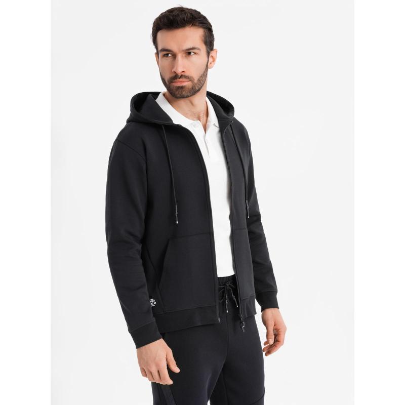 Cipzáras kapucnis pulóver streetwear stílusban - fekete V3 OM-SSZP-0213
