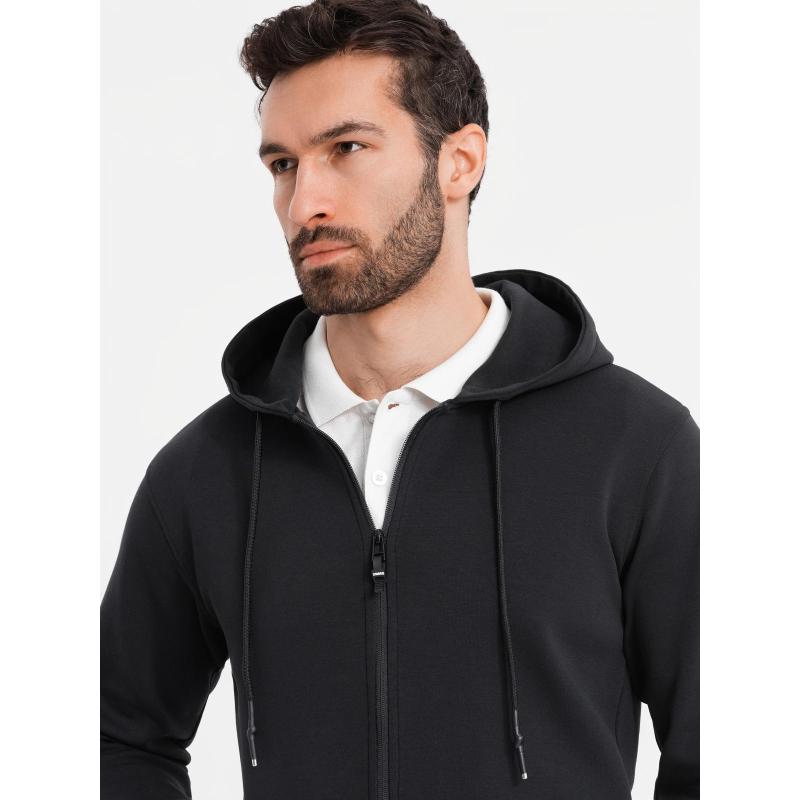 Cipzáras kapucnis pulóver streetwear stílusban - fekete V3 OM-SSZP-0213