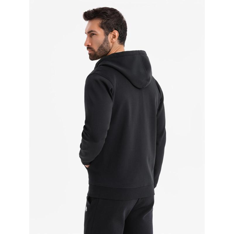 Cipzáras kapucnis pulóver streetwear stílusban - fekete V3 OM-SSZP-0213