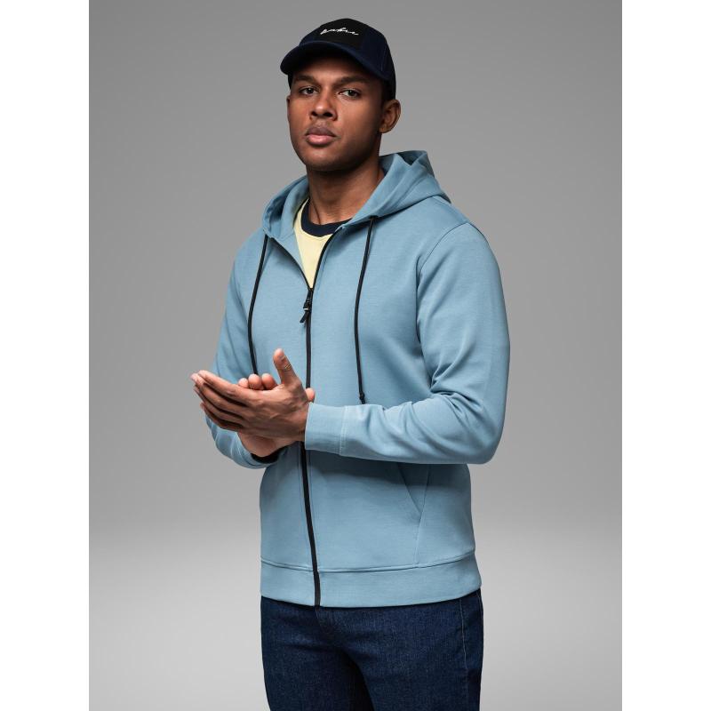 Pánska mikina BASIC z bavlny s kapucňou a zipsom - grafitová V11 OM-SSBZ-0160