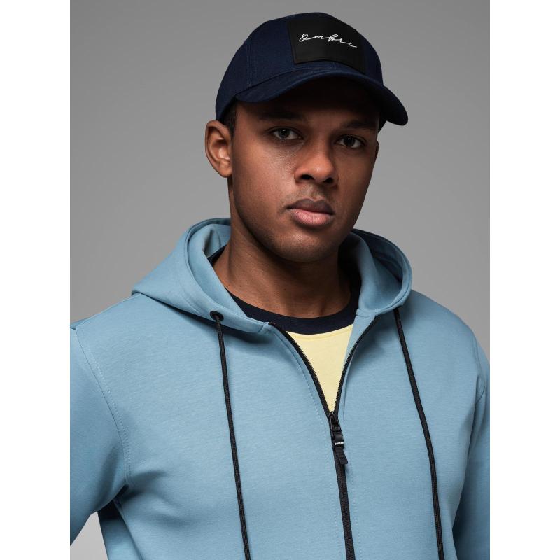 Pánska mikina BASIC z bavlny s kapucňou a zipsom - grafitová V11 OM-SSBZ-0160