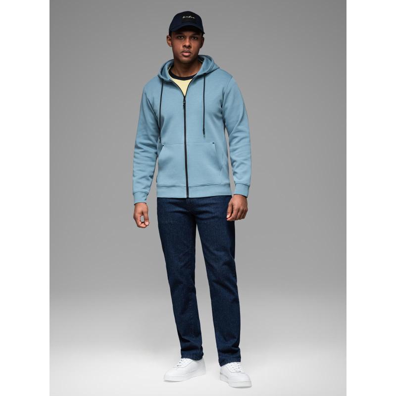 Pánska mikina BASIC z bavlny s kapucňou a zipsom - grafitová V11 OM-SSBZ-0160