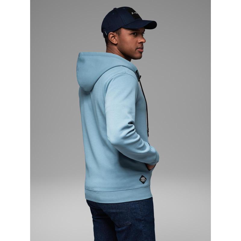 Pánska mikina BASIC z bavlny s kapucňou a zipsom - grafitová V11 OM-SSBZ-0160