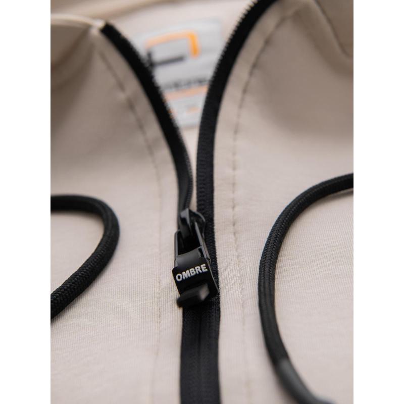 Mikina s rozepínací kapucí ve streetwearovém stylu – písková V6 OM-SSZP-0213