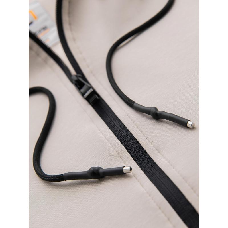 Mikina s rozepínací kapucí ve streetwearovém stylu – písková V6 OM-SSZP-0213