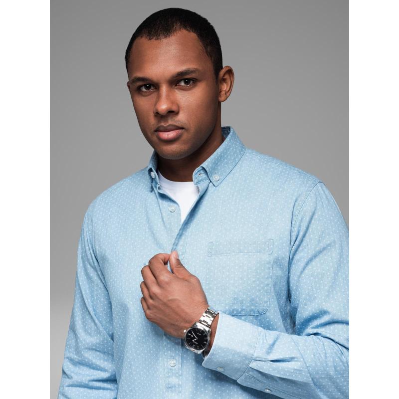 Férfi mintás vékony farmering zsebbel - világoskék V1 OM-SHDS-0179