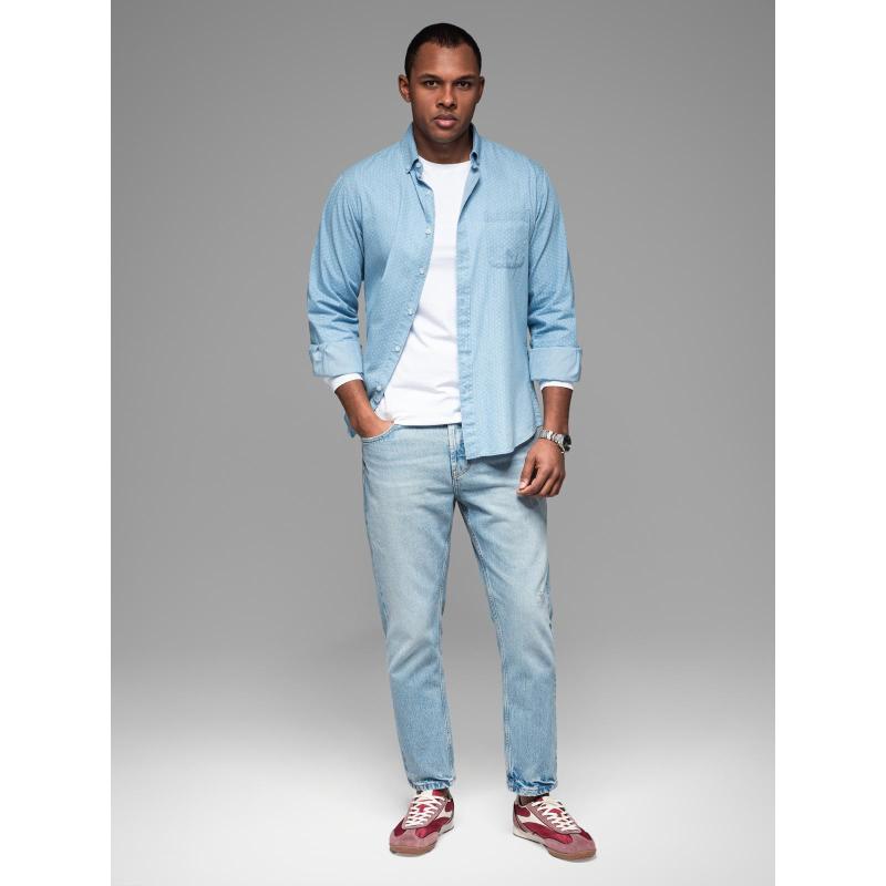 Férfi mintás vékony farmering zsebbel - világoskék V1 OM-SHDS-0179