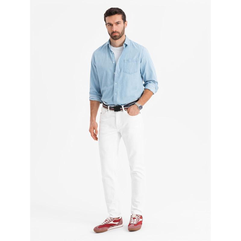 Férfi farmering hímzett zsebbel - világoskék V1 OM-SHDS-0181