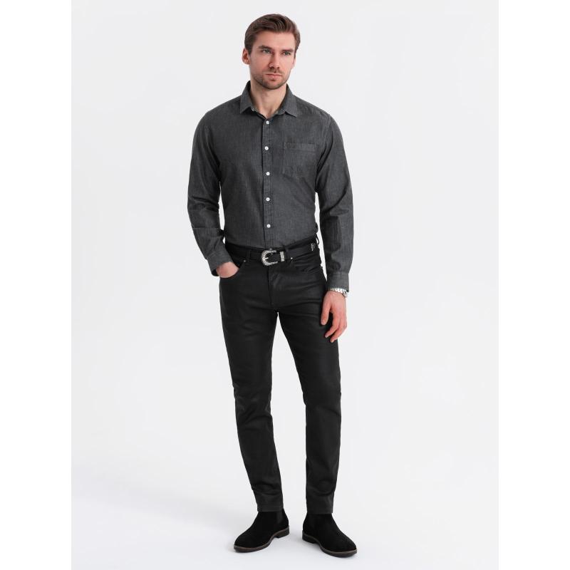 Férfi farmering hímzett zsebbel - fekete V2 OM-SHDS-0181