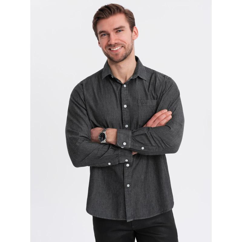 Férfi farmering hímzett zsebbel - fekete V2 OM-SHDS-0181