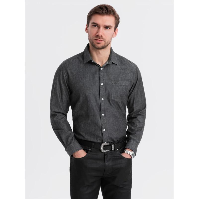 Férfi farmering hímzett zsebbel - fekete V2 OM-SHDS-0181