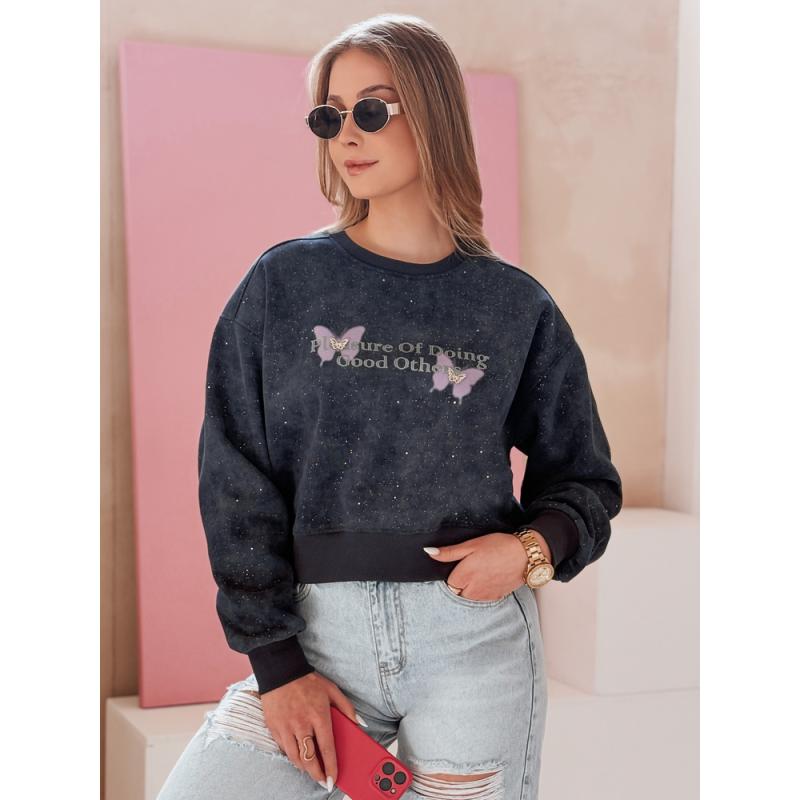 Dámská oversize mikina tie-dye s motýly SPARKI tmavě modrá