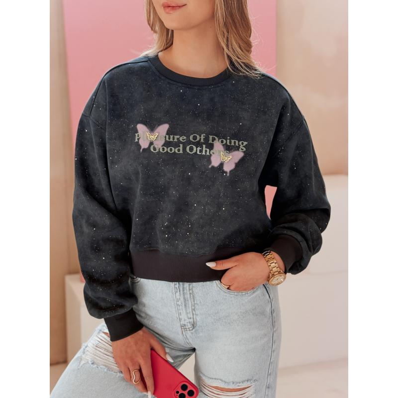 Női oversize tie-dye pulóver pillangókkal SPARKI sötétkék