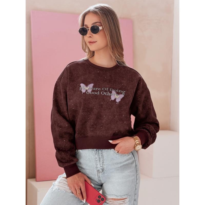 Dámská oversize mikina tie-dye s motýly SPARKI vínová