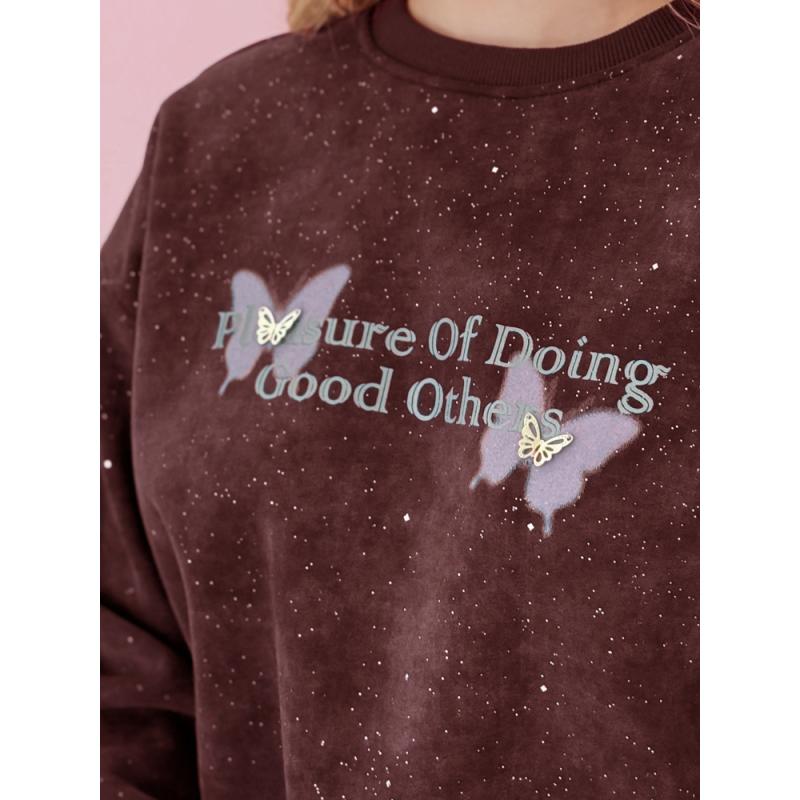 Női oversize tie-dye pulóver pillangókkal SPARKI bordó