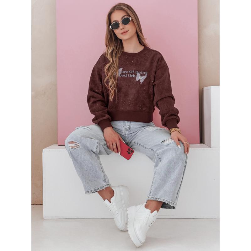 Női oversize tie-dye pulóver pillangókkal SPARKI bordó