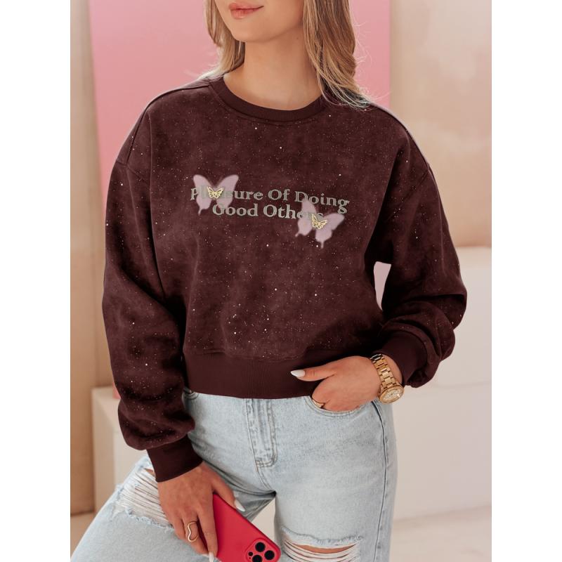 Női oversize tie-dye pulóver pillangókkal SPARKI bordó
