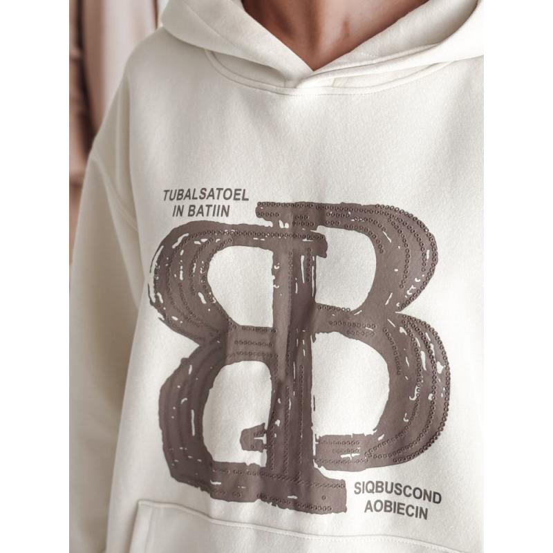 Dámska oversize mikina s kapucňou LITESSO ecru