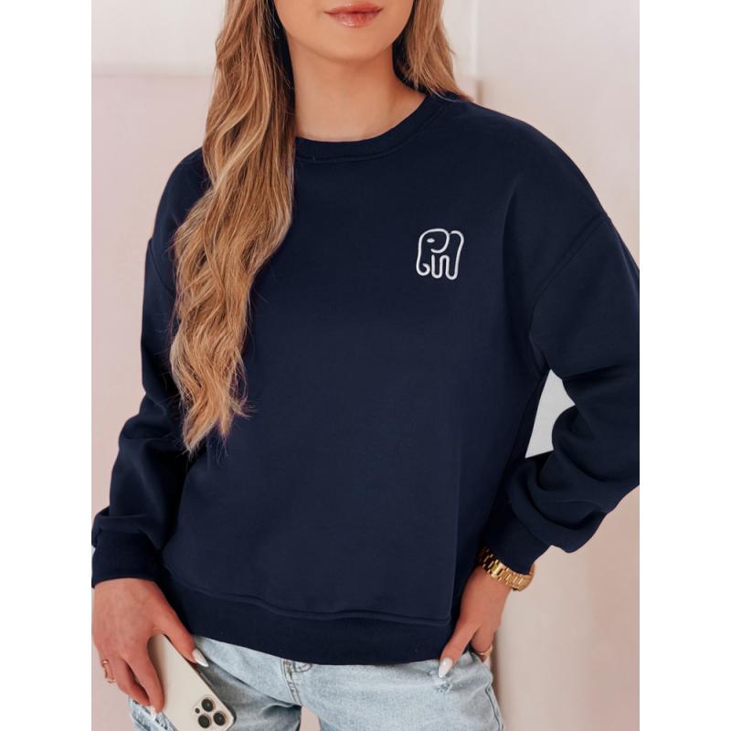 Női oversize pulóver hímzéssel SOFTSLON, sötétkék