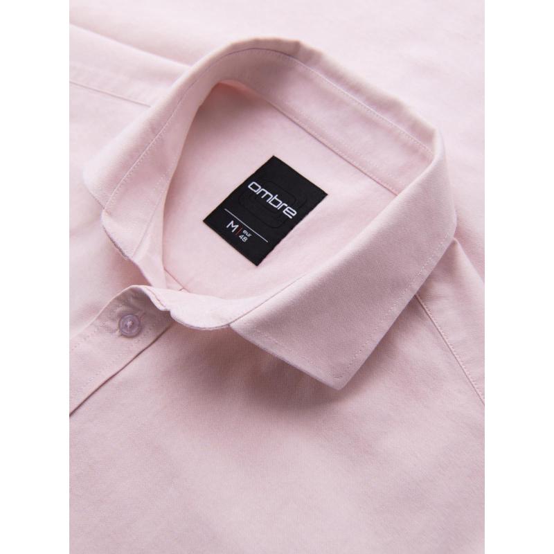 Bavlněná pastelová pánská oxfordská košile - broskvová V1 OM-SHOS-0183