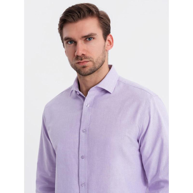 Pánská bavlněná pastelová oxfordská košile – levandulová V2 OM-SHOS-0183
