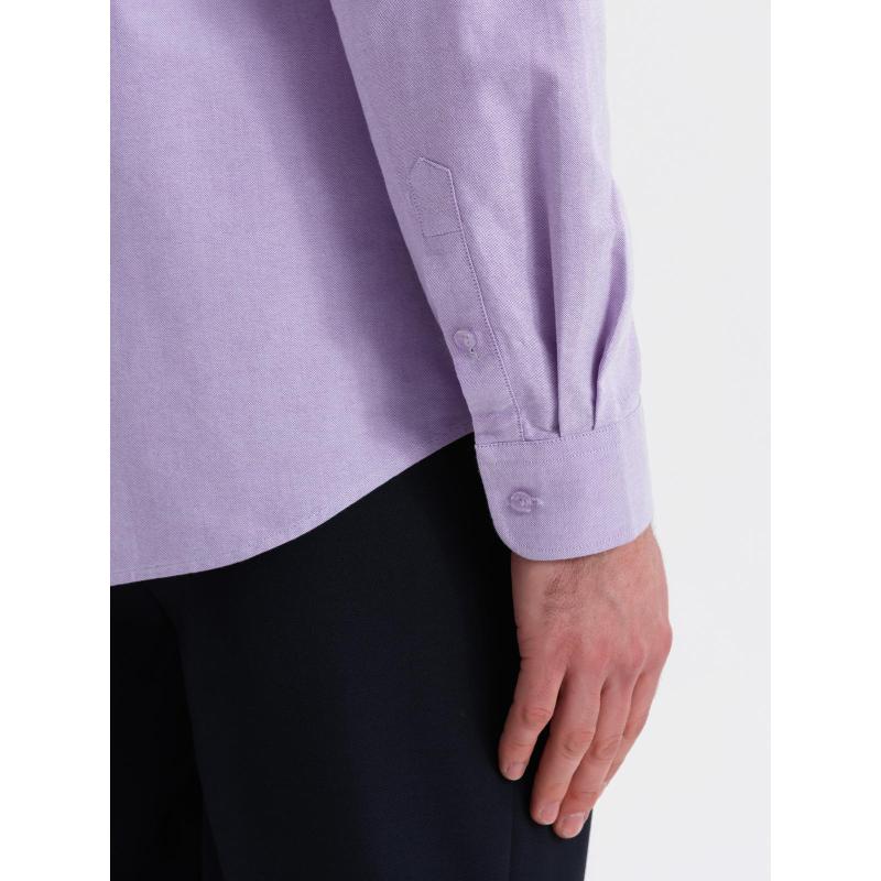 Pánská bavlněná pastelová oxfordská košile – levandulová V2 OM-SHOS-0183