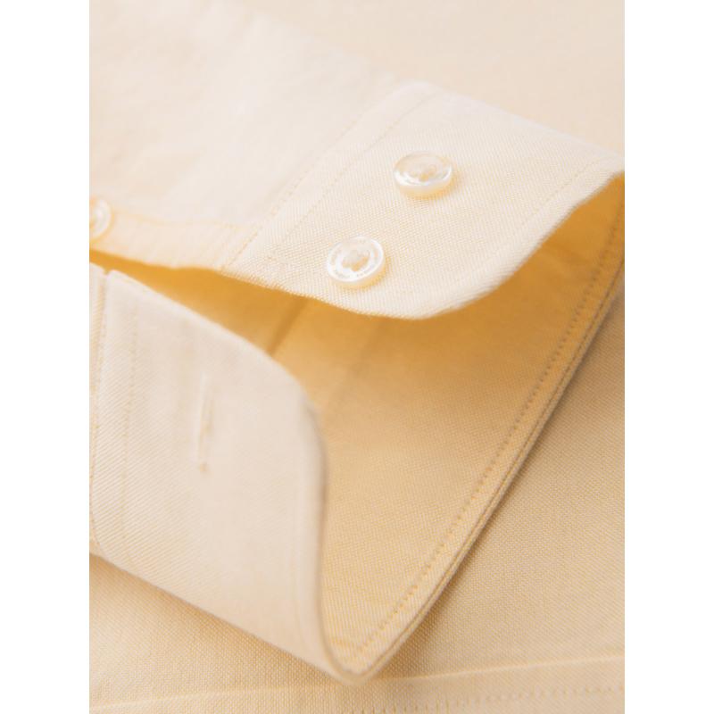 Pánská pastelová bavlněná oxfordská košile – jasně žlutá V3 OM-SHOS-0183