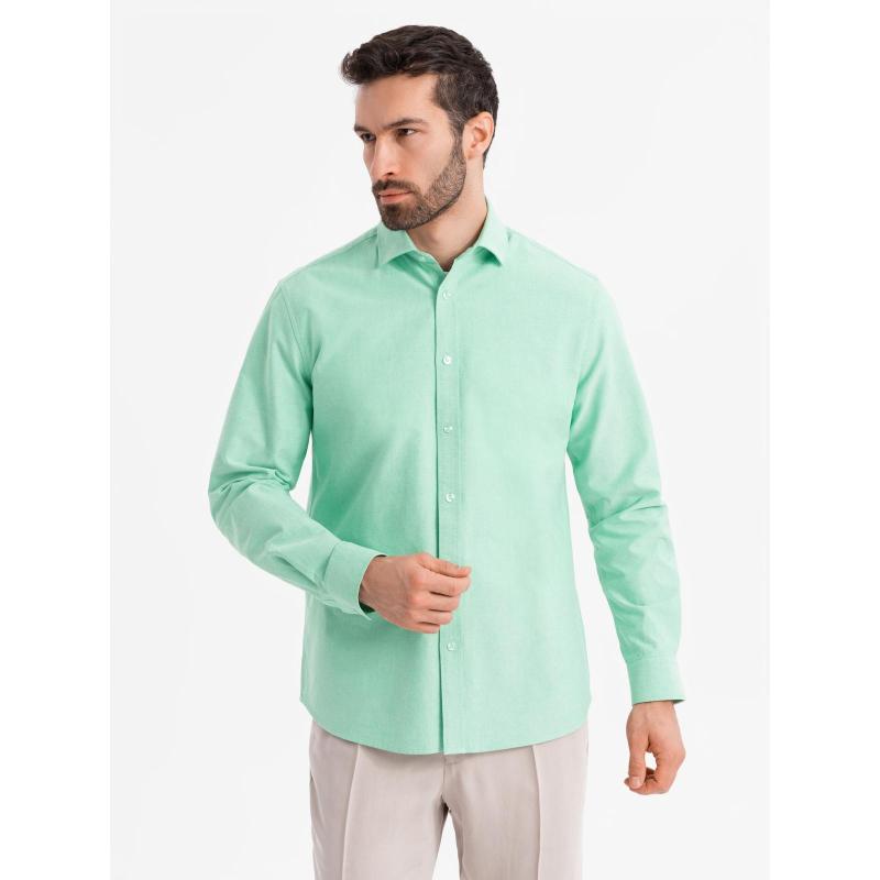 Pánská pastelová bavlněná oxfordská košile – mátová V4 OM-SHOS-0183