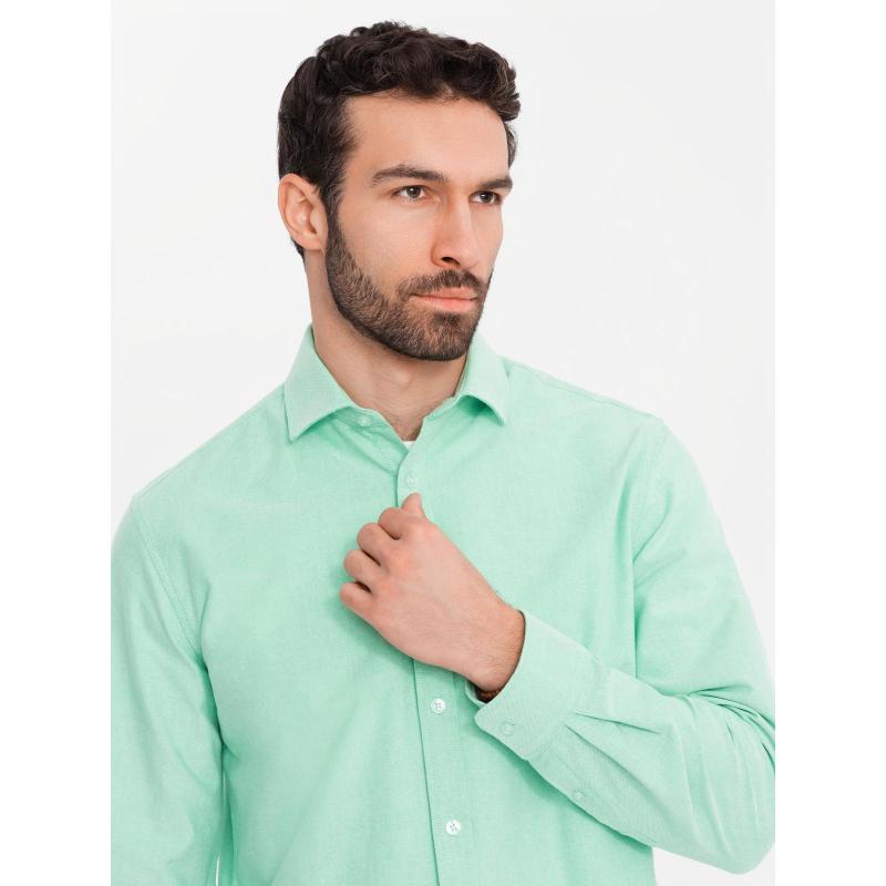 Pánská pastelová bavlněná oxfordská košile – mátová V4 OM-SHOS-0183