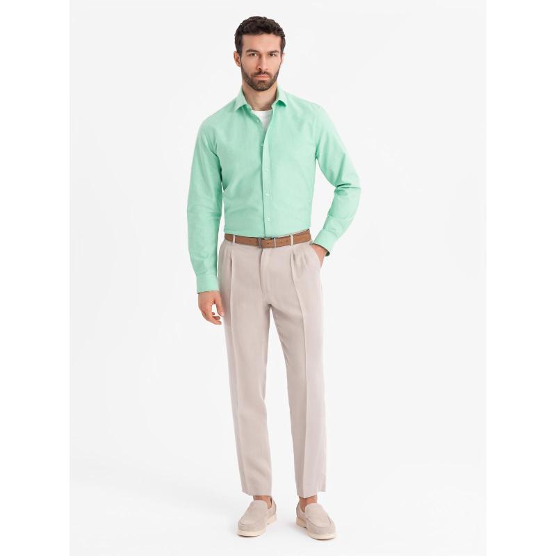 Pánská pastelová bavlněná oxfordská košile – mátová V4 OM-SHOS-0183