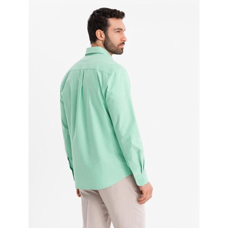 Pánská pastelová bavlněná oxfordská košile – mátová V4 OM-SHOS-0183