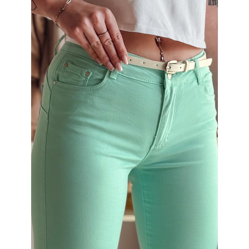 Dámské skinny kalhoty s páskem VIVASKIN mátové