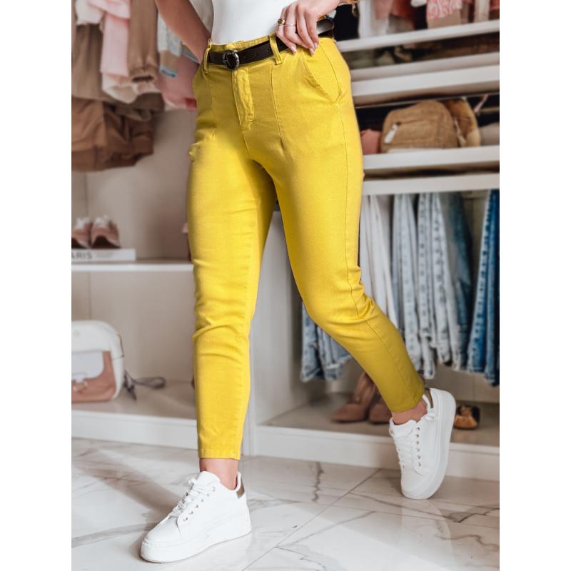 Dámske slim fit nohavice s opaskom TAIRONIK horčicové